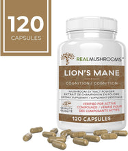 Real Mushrooms Lions Mane Capsules - Organic Mushroom Extract With Immunomodulating Properties Antioxidants Vegan Brain Supplement, 120