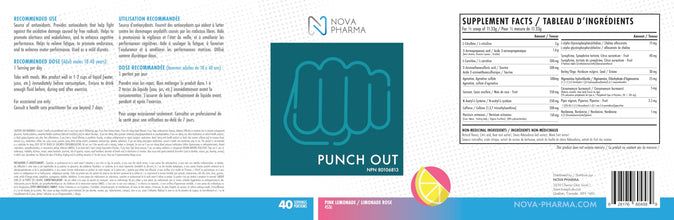 Nova Pharma Punch Out Pre Workout Powder – L-Carnitine and Antioxidant-Rich Pre Workout Supplement, Boost Stamina and Endurance for Gym Training and Workouts - 40 Servings (Pink Lemonade)