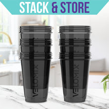 VELOMIX -6 PACK- 20 OZ Protein Shaker Bottles for Protein Mixes, Shaker Cups for Protein Shakes, Small Shaker Bottle Pack, Shaker Cup, Shakers for protein Shakes (20 OZ - 6 PACK BLACK)