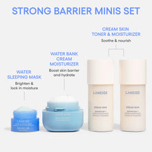 LANEIGE Strong Barrier Minis Set: Cream Skin Toner & Moisturizer, Water Bank Cream, Water Sleeping Mask