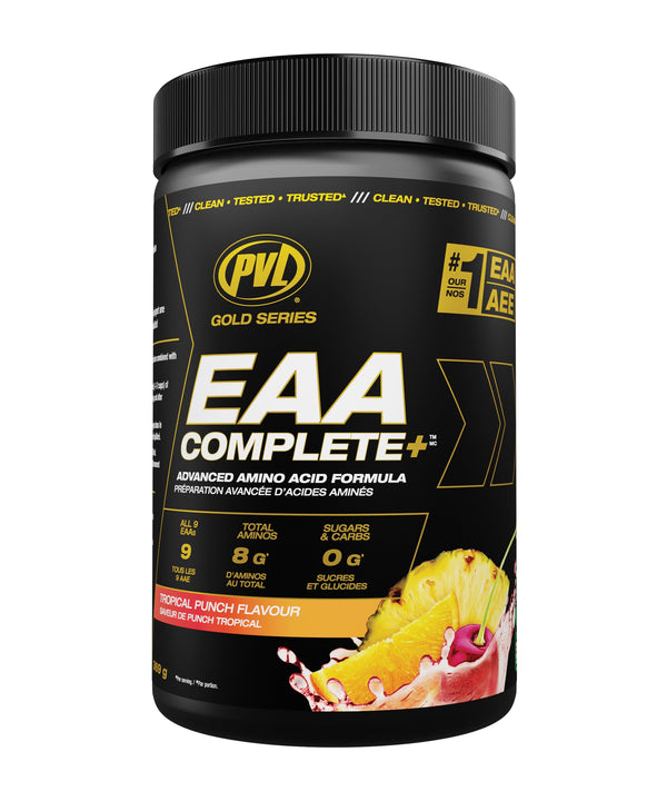 PVL EAA BCAA COMPLETE | Pre, Intra or Post Workout – EAA/BCAA with L-Arginine, Amino Acid Supplement – Keto Friendly – 369 g (30 servings) – Tropical Punch