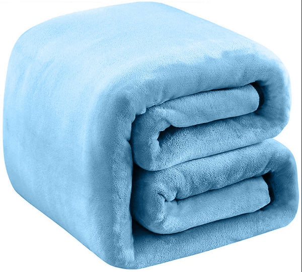 Richave Fleece Blankets for All Season - Premium Lightweight Anti-Static Throw for King Size Bed Extra Soft Brush Fabric Warm Sofa Thermal Blanket 90" x 108"(Washed Blue)