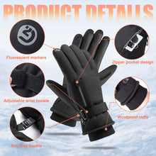 ULSTAR Winter Insulated Gloves Waterproof Touchscreen Ski Gloves Thick Thermal Snow Gloves Windproof Anti-Skid Motorcycle Driving, Snowboarding, Cycling, Ice Fishing, Sledding Gloves (Black, XL)