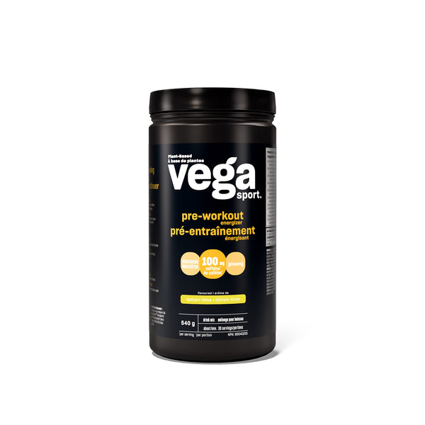 Vega Sport Pre-Workout Energizer, Lemon Lime (30 Servings) Vegan Preworkout Energy Powder, Gluten Free, 100mg Caffeine, Non GMO, 550g (Packaging May Vary)