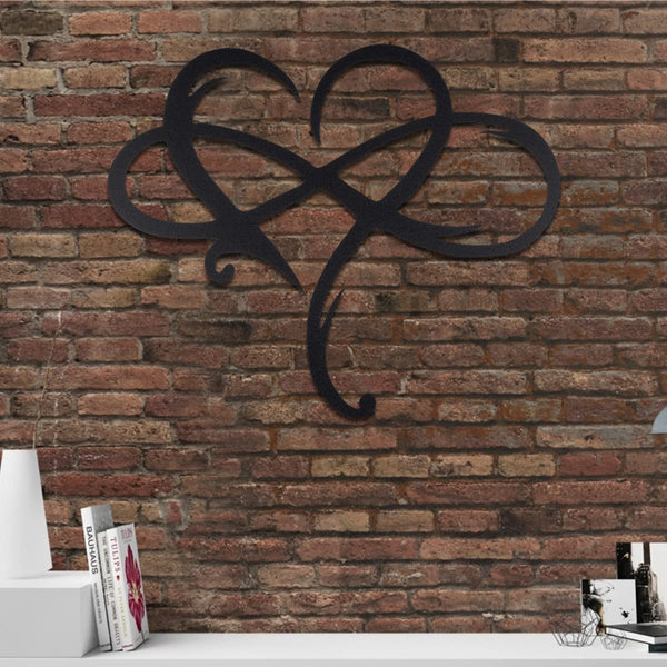 Infinity Heart Wall Decor, Steel Metal Wall Unique Love Sign Art Geometric for Outdoor Indoor Home Wedding Wall Decoration Perfect Valentine's Day Item(23.62 * 20.67inch, Black)