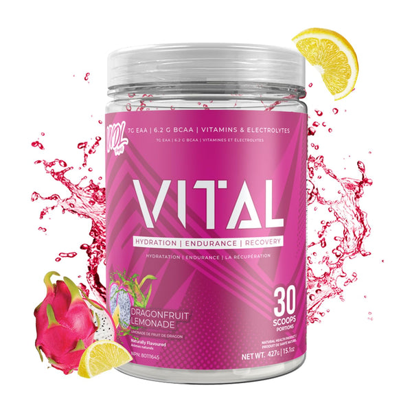 VNDL Vital EAA Supplement for Recovery with Amino Acids & Electrolyte Powder-Boost Muscle & Hydration with BCAAs-Improve Performance with Coconut Water Powder-Dragon Fruit Lemonade Flavor- 30 Servings