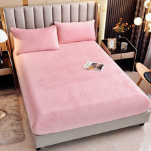 Velvet Fitted Sheet,Fleece Plush Bed Sheet Mattress Protector Cover with 15'' Deep Pocket Warm Fuzzy Bottom Sheet (Not Include Pillowcases) (Pink, Queen)