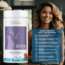 Nova Pharma DIVA Gummy Vitamins - Vegan, Gluten-Free Biotin Supplement, Soft Chewable Multivitamin Gummies, Maintains Strong Bones, Gives Radiant Skin and Strengthens Hair & Nails - 60 Gummies