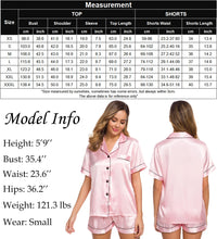 SWOMOG Womens Silk Satin Pajamas Set Short Sleeve Button Down Sleepwear Loungewear 2 Pcs Pj Sets Pink Medium