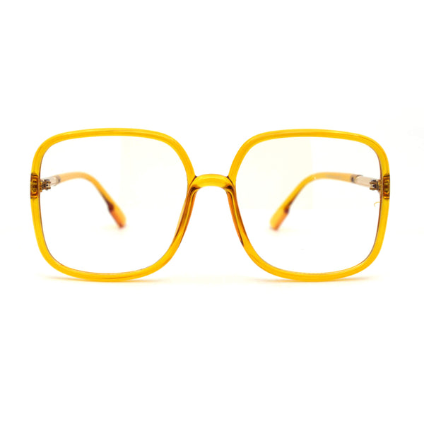 Womens 90s Oversize Rectangular Butterfly Clear Lens Eyeglasses Yellow Gold