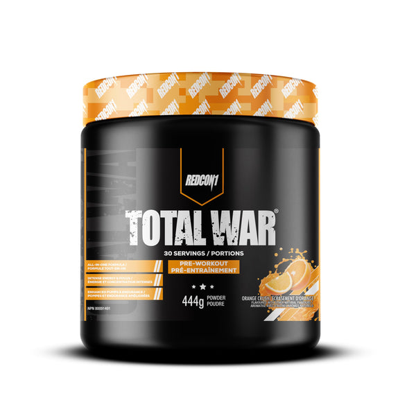 REDCON1 Total War Pre Workout Powder, Orange Crush - Beta Alanine + Citrulline Malate Vegan & Keto Friendly Preworkout for Men & Women with 250mg of Caffeine - Fast Acting HMB (30 Servings)