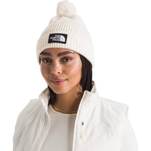 THE NORTH FACE TNF Logo Box Pom Beanie, White Dune, One Size