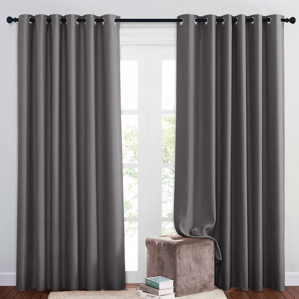 NICETOWN 80 Wide Blackout Curtain 2 Panels Set - Thermal Insulated Grommet Curtains Drapes for Living Room/Bedroom (Grey, W80 x L84 Inches, 2 PCs)