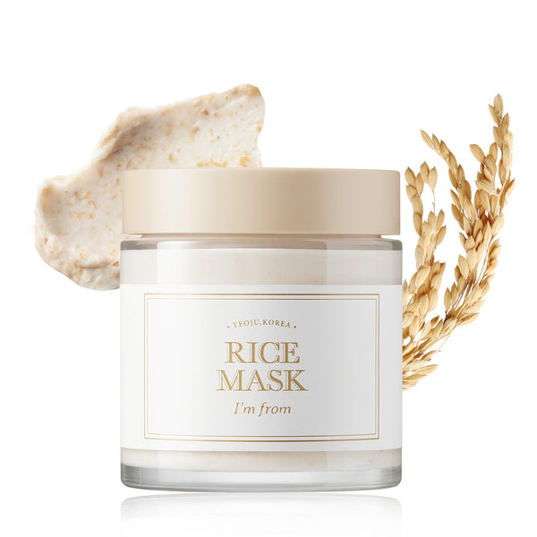 I'm From Rice Mask 110 g, exfoliating wash off facial mask for dull skin, organic rice, pore clearing, remove dead skin cells, uneven skin tone, smooth skin, moisturizing, radiant