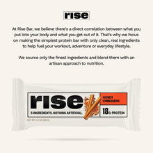 Rise Whey Protein Bars - Honey Cinnamon | Breakfast Bar & Protein Snack 18g Protein 4g Fiber Just 5 Whole Food Ingredients Gluten-Free Soy Free