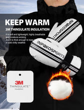 INPAKO Winter Ski Mittens with Removable Palm Guard, 3M Thinsulate Ski Gloves, Waterproof Windproof Touchscreen Snowboarding Gloves for Men Women, 5-Layer Thermal Warm Cold Weather Snow Glove White L