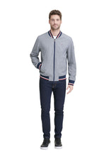 Tommy Hilfiger Men's Lightweight Varsity Rib Knit Bomber Jacket, Heather Grey soft shell, Medium