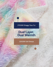 Pawque Faux Fur Throw Blankets 50x60 Inches, Soft Cozy Fuzzy Sherpa Blankets for Sofa, Couch and Bed, Plush Fluffy Fleece Blankets, Long Hair Blanket, Rainbow