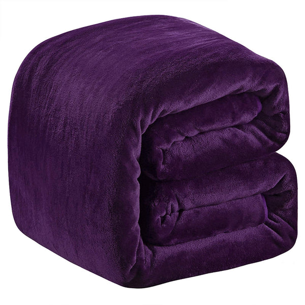 Polar Fleece Blankets Queen Size for The Bed Extra Soft Brush Fabric Super Warm Sofa Blanket 90" x 90"(Purple Queen)