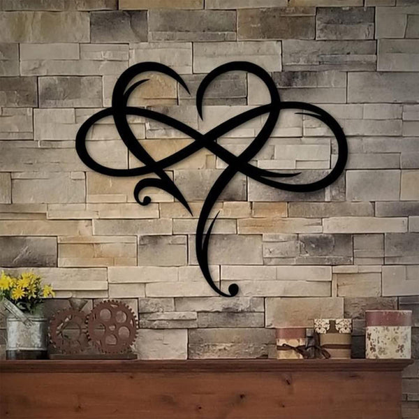 Infinity Heart Wall Decor, Steel Metal Wall Unique Love Sign Art Geometric for Outdoor Indoor Home Wedding Wall Decoration Perfect Valentine's Day Item(23.62 * 20.67inch, Black)