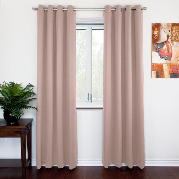 NIM TEXTILE Thermal Insulated Blackout Curtains, 140" Total Width, Room Darkening Window Panel Grommet Top Drapes - 2-Panels Set, 70" W x 84" L, Desert Rose