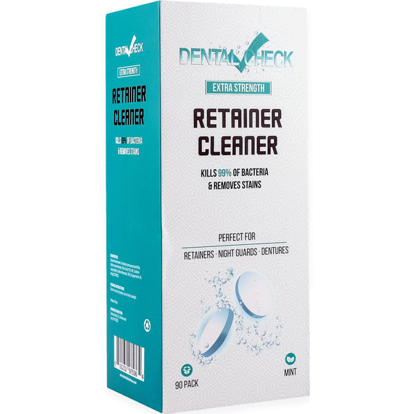 Retainer and Denture Cleaner 90 Tablets, 3 Month Supply Cleaning Tablets Denture Cleaners Remove Bad Odors, Plaque, Stains From Night Guards, Mouth Guards, Dental Appliance (90 Pack)