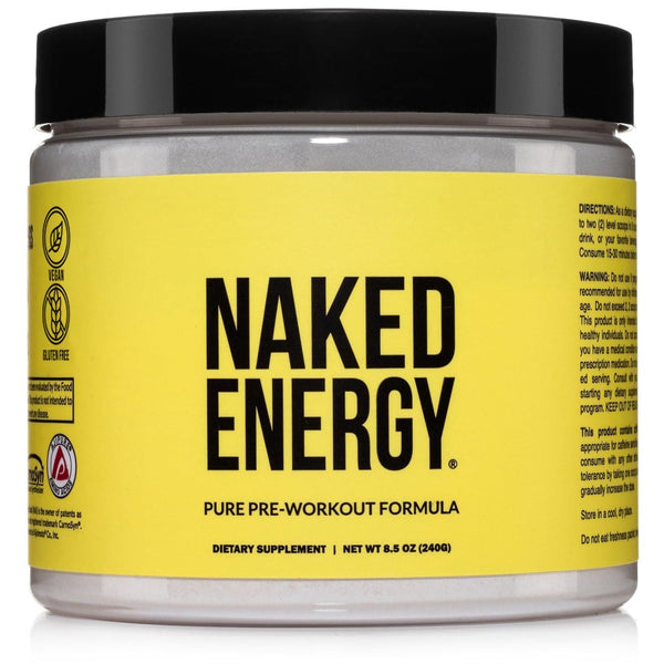 Naked Energy – Unflavored All Natural Pre Workout Supplement for Men and Women, Vegan Friendly, No Added Sweeteners, Colors or Flavors – 50 Servings