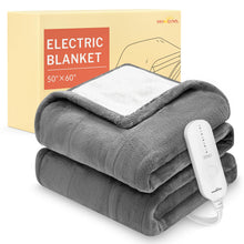 HOMLYNS LuxeHeat Heated Blanket Electric Blanket, Soft Flannel Sherpa Heated Throw, Heating Blanket with 5 Heat Settings, 3 hrs Timer Auto Shut Off (50x60 inches, Grey)