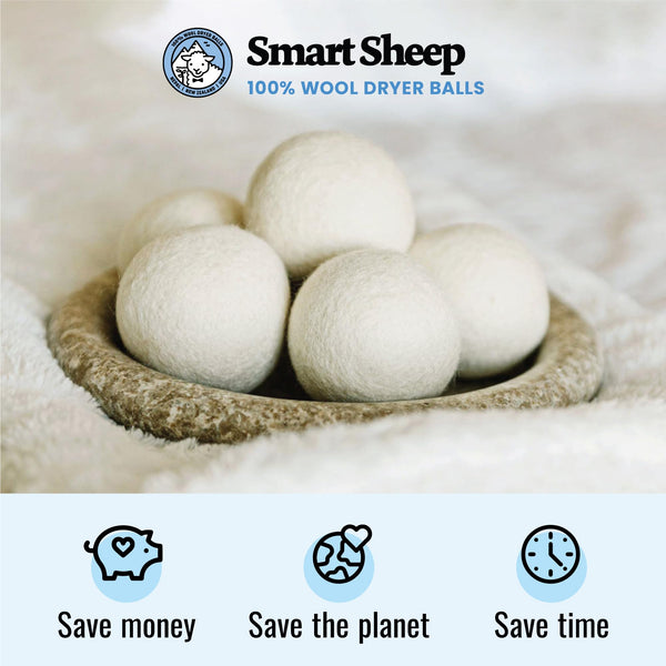 Smart Sheep Wool Dryer Balls - 6-Pack - XL Premium Natural Fabric Softener Award-Winning - Wool Balls Replaces Dryer Sheets - Wool Balls for Dryer - Laundry Balls for Dryer (Playful Pups)