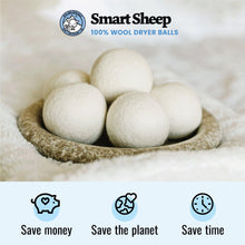 Wool Dryer Balls - Smart Sheep 6-Pack - XL Premium Natural Fabric Softener Award-Winning - Wool Balls Replaces Dryer Sheets - Wool Balls for Dryer - Laundry Balls for Dryer (Marching Penguins)