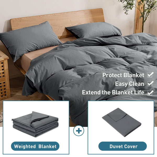 Weighted Idea Cool Removable Duvet Cover 60''x80'' for Weighted Blanket (Gray)