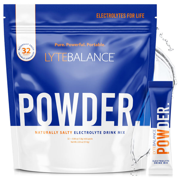 LYTE BALANCE Powder 32 Double Strength Packets, Naturally Salty Electrolyte Drink Mix w/Sodium, Potassium & Magnesium | Daily Hydration, Muscle Recovery, Immune Support | Keto, Paleo, No Sugar