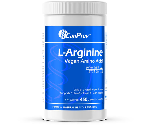 CanPrev L-Arginine Vegan Amino Acid Powder 450g 180-Servings - Supports Protein Synthesis & Heart Health - 2.5g L-Arginine Per Scoop - Enhances Athletic Performance & Energy - Pre-Workout Easy Mix