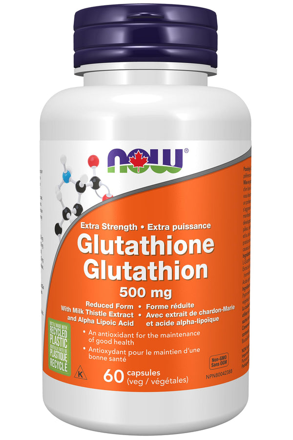 NOW glutathione 500mg, with Silymarin & Alpha Lipoic Acid, 60 Veg Capsules 60 count