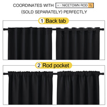 NICETOWN Black Blackout Curtains 84 Inch Long 2 Panels, Thermal Black Out Halloween Panels Room Darkening for Living Room, Back Tab and Rod Pocket Light/Noise Reducing Treatments for Bedroom, 52Wx84L