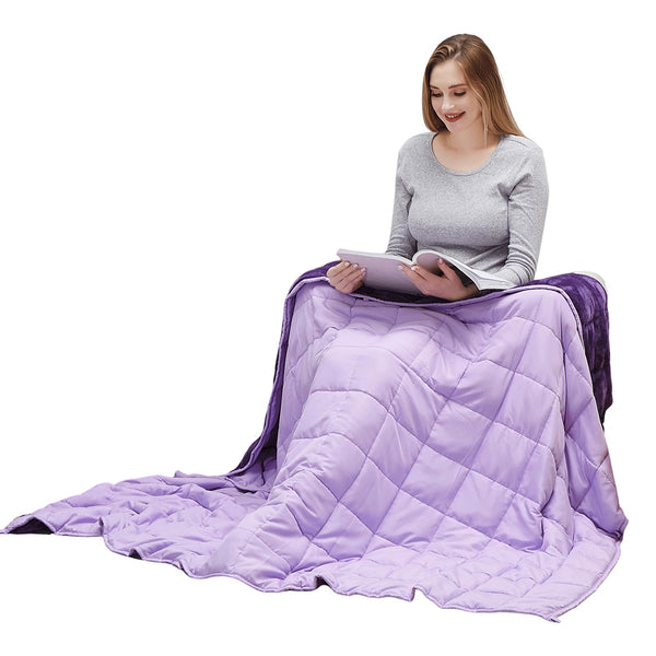 Weighted Blanket 10 Pounds Flannel, MOTRIP Soft Bed Blanket with Sanded Reversible, 48''x72'' 10lbs Purple