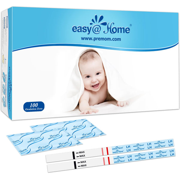 Easy@Home 100 Pack Ovulation Test Strips: Reliable Ovulation Predictor Kits & Accurate Fertility Tests - Powered by Premom Fertility Tracker App | 100 LH Tests