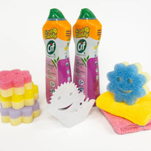 Scrub Daddy Cleaning Supplies Kit - Cif Floral Bundle - Includes Scrub Mommy Dish Sponges, Microfiber Towels, Kitchen Sink Caddy & Cif Cream All Purpose Cleaner, Pink Lilly (9 Count)