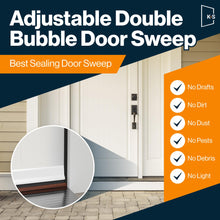 New: KS Hardware,Patent Pending, Adjustable Double Bubble Door Sweep, Draft Stopper, Under Door Seal for Exterior Doors, 1 3/4