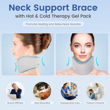 Relief Expert Soft Neck Brace with Neck Ice Pack Wrap, Breathable Cervical Collar with Reusable Hot and Cold Therapy Gel Pack, Adjustable Neck Support Brace for Women and Men, Posture Correct (Gray)