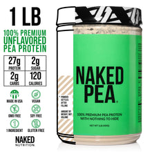 Naked Pea - Pea Protein Isolate from North American Farms - Plant Based, Vegetarian & Vegan Protein. Easy to Digest, Speeds Muscle Recovery - Non-GMO, No Lactose, No Soy and Gluten Free - 15 Servings