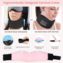 Relief Expert Soft Neck Brace with Neck Ice Pack Wrap, Breathable Cervical Collar with Reusable Hot and Cold Therapy Gel Pack, Adjustable Neck Support Brace for Women and Men, Posture Correct (Pink)