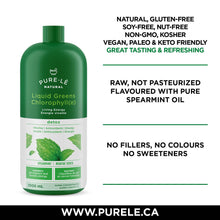 Pure-lē Natural Liquid Greens Chlorophyll Mint 1000ml - Balance pH, Energize, Detox and Cleanse without calories! Ultra Premium Dietary Supplement - No Fillers or Binders, No Artificial Ingredients