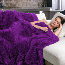 Pawque Faux Fur Throw Blankets 50x60 Inches, Soft Fuzzy Sherpa Blankets for Sofa, Couch and Bed, Plush Fluffy Fleece Blankets, Long Hair Blanket, Purple