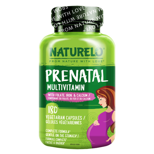 NATURELO Prenatal Multivitamin with Gentle Chelated Iron, Methyl Folate, Plant Calcium & Choline - Vegan, Vegetarian - Non-GMO - Gluten Free - 180 Capsules | 2 Month Supply