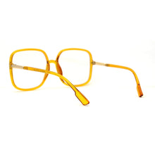 Womens 90s Oversize Rectangular Butterfly Clear Lens Eyeglasses Yellow Gold