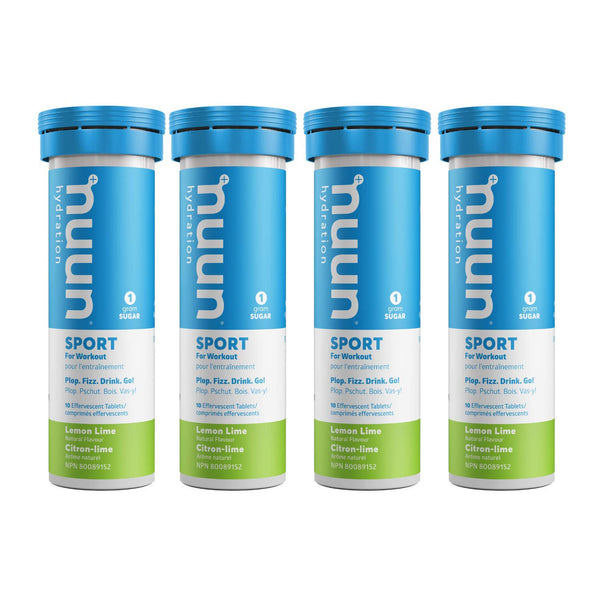 Nuun Sport: Electrolyte Drink Tablets, Box of 4 Tubes (40 servings), Lemon Lime, Electrolyte Hydration Supplement