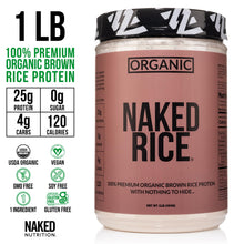 Naked Rice 1LB - Organic Brown Rice Protein Powder - Vegan Protein Powder, GMO Free, Gluten Free & Soy Free. Plant-Based Protein, No Artificial Ingredients - 15 Servings