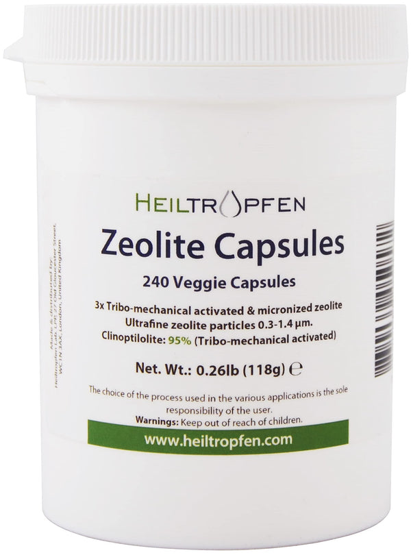 Zeolite 240 Capsules | Clinoptilolite 95% | 3X Activated | Natural Mineral Dust Less-Than 2 µm | Heiltropfen®