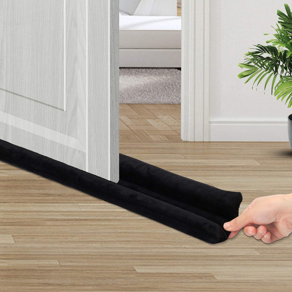 USUKUE Twin Door Draft Stopper, Under Door Bottom Seal Strip Noise Blocker for Door Insulation and Soundproofing, 42 inch Length Adjustable Suitable for 30, 32, 36 and 42 Inch Interior Doors, Black